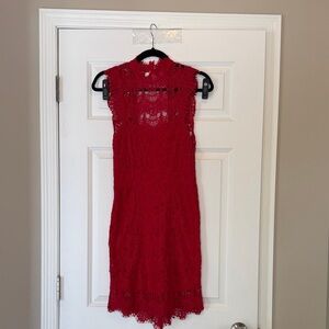 Free People Vibrant Red Lace Midi Dress